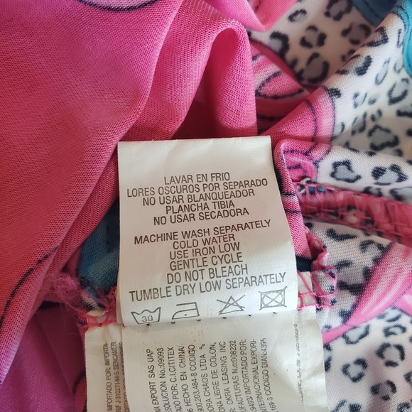 𝅺Love Couture Jeans pink mix cheetah chain prints Large top - Picture 6 of 11